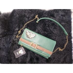 Zelda TriForce Logo Themed Satchel Fold Women's Clutch Wallet With Strap